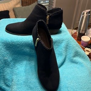 Navy suede booties